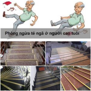 Cầu thang gắn nẹp nhôm chống trượt