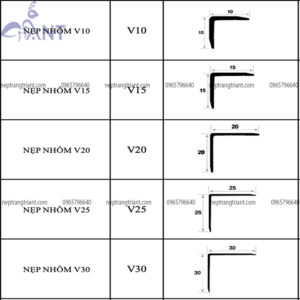 kích thước nẹp V nhôm