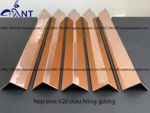 Nẹp inox V20 màu hồng gương