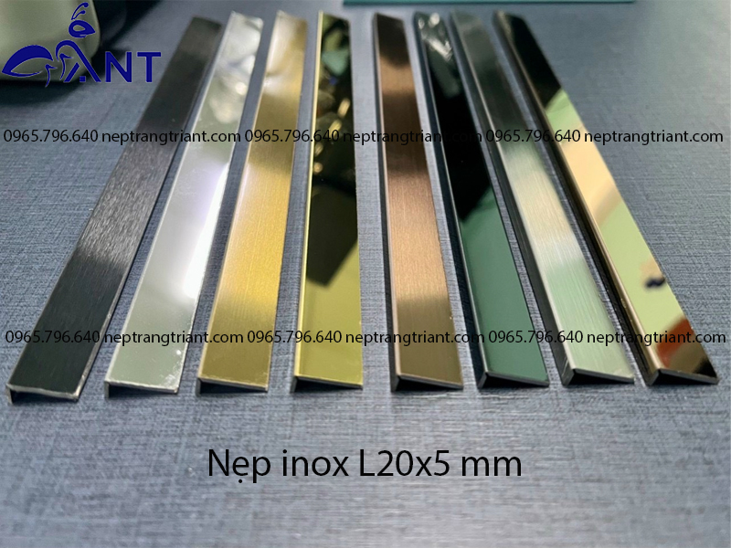 Nẹp inox L20 chân 5 mm