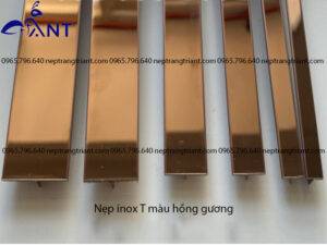 Nẹp inox T màu hồng gương