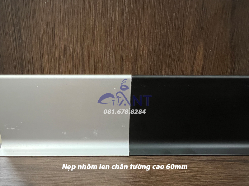 Nẹp nhôm len chân tường cao 60mm