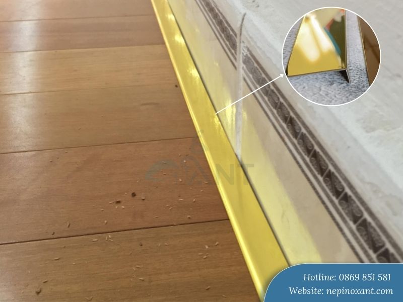 Nẹp inox chữ L kết thúc sàn