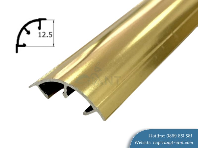 Nẹp nhôm bo góc tròn OC12 vàng bóng